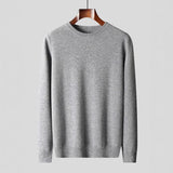 New Men's 100 Pure Wool Sweater, Crew Neck, Flat-knit Sweater
