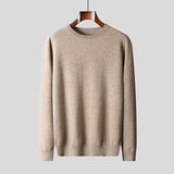 New Men's 100 Pure Wool Sweater, Crew Neck, Flat-knit Sweater