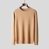 New Men's 100 Pure Wool Sweater, Crew Neck, Flat-knit Sweater