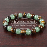 Natural Tiger Eye & Green Jade Bracelet For Abundance Handcrafted Beads For Energy & Style Adults Money & Success