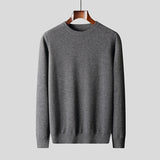 New Men's 100 Pure Wool Sweater, Crew Neck, Flat-knit Sweater