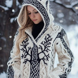 Women's Skin-friendly, Anti-pilling Knitted Cardigan With A Round Neckline, Loose Fit, And Long Length