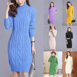 Autumn Winter Base-Layer Outerwear All-Match Turtleneck Women's Midi Knit Sweater