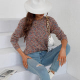 Elegant Commuter Round-Neck Dotted Yarn Knitted Sweater For Women