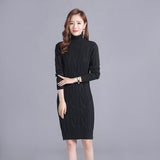Autumn Winter Base-Layer Outerwear All-Match Turtleneck Women's Midi Knit Sweater