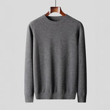 New Men's 100 Pure Wool Sweater, Crew Neck, Flat-knit Sweater
