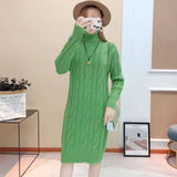 Autumn Winter Base-Layer Outerwear All-Match Turtleneck Women's Midi Knit Sweater