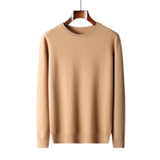 New Men's 100 Pure Wool Sweater, Crew Neck, Flat-knit Sweater