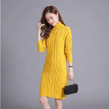 Autumn Winter Base-Layer Outerwear All-Match Turtleneck Women's Midi Knit Sweater