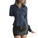 Casual Resort Button-Down Long-Sleeve Shirt Top For Women