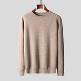 New Men's 100 Pure Wool Sweater, Crew Neck, Flat-knit Sweater