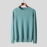 New Men's 100 Pure Wool Sweater, Crew Neck, Flat-knit Sweater