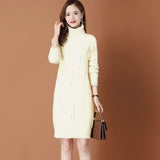 Autumn Winter Base-Layer Outerwear All-Match Turtleneck Women's Midi Knit Sweater