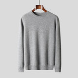 New Men's 100 Pure Wool Sweater, Crew Neck, Flat-knit Sweater
