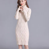 Autumn Winter Base-Layer Outerwear All-Match Turtleneck Women's Midi Knit Sweater