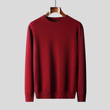 New Men's 100 Pure Wool Sweater, Crew Neck, Flat-knit Sweater